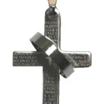 Halskette mit silbernen Kreuz und Edelstahlring (0019)