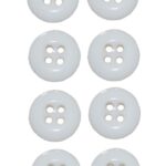 Knopf Knöpfe 15 mm 4 loch weiß 8 Stück (0038)