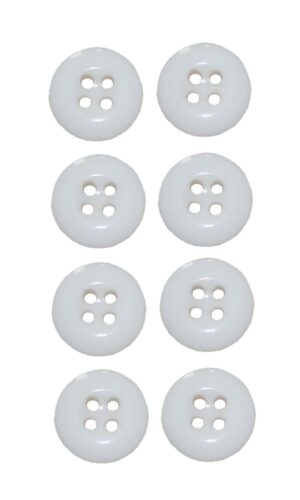 Knopf Knöpfe 15 mm 4 loch weiß 8 Stück (0038)
