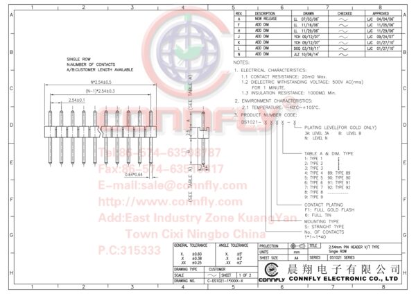 Stiftleiste Leiste 4 polig gerade 2,54mm 1-reihig 4 Stück (1266)