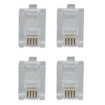 Westernstecker 4 Kontakte 6P4C RJ11 transparent 4 Stück (0232)