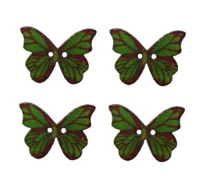 Knopf Holzknopf Schmetterling 28mm 2 loch Holz 4 Stück (0099)