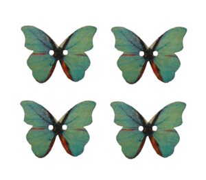 Knopf Holzknopf Schmetterling 28mm 2 loch Holz 4 Stück (0100)