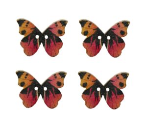 Knopf Holzknopf Schmetterling 28mm 2 loch Holz 4 Stück (0103)