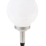 LED Solar Gartenlampe XL rund 19x50cm weiß silber (0220)
