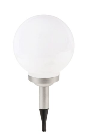 LED Solar Gartenlampe XL rund 19x50cm weiß silber (0220)