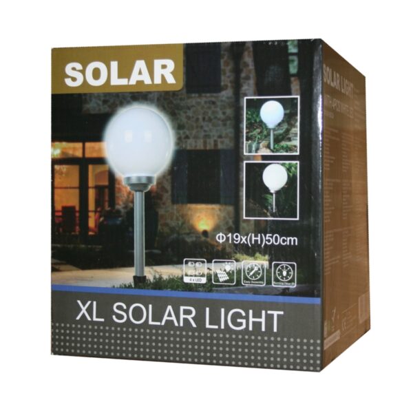 LED Solar Gartenlampe XL rund 19x50cm schwarz (0221)