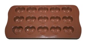 Silikonform 15 Herzen Backform Schokoladenform braun (0223)