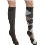 Kniestrümpfe Damen braun kariert + braun Gr.35/38 2 Paar (0064)