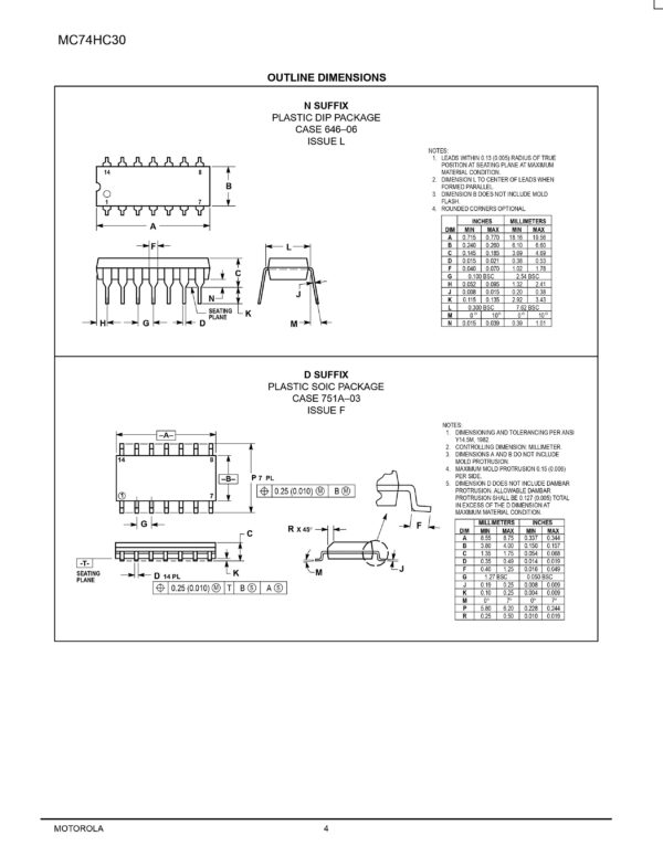 MC74HC30N 1-fach NAND Gatter mit 8 Eingängen DIP14 (0152)