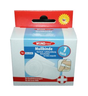 Elastisch Mullbinde Verband 4m x 6cm 1 Stück weiß (0119)