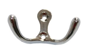 Kleiderhaken Schraubhaken doppelt Metall silber (0223)