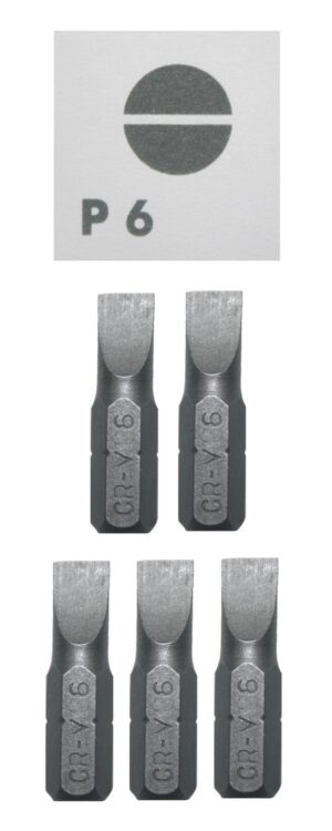 Bits Schlitzschraubendreher P6 Chrom-Vanadium 5 Stück (0053)