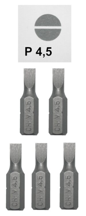 Bits Schlitzschraubendreher P4,5 Chrom-Vanadium 5 Stück (0054)