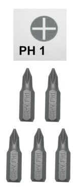Bits Kreuzschraubendreher PH1 Phillips Chrom-Vanadium 5 Stück (0057)
