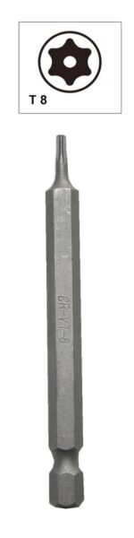 Bit Torx mit Loch Bohrung T08 Chrom-Vanadium 75 mm (0083)