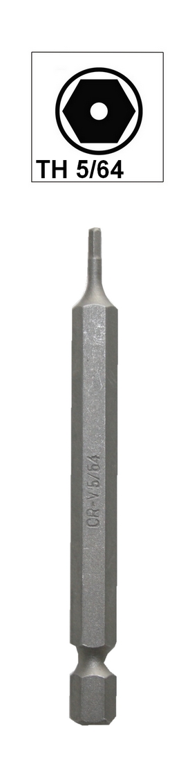 Bit Sechskant mit Loch Bohrung SH5/64 Chrom-Vanadium 75 mm (0094)