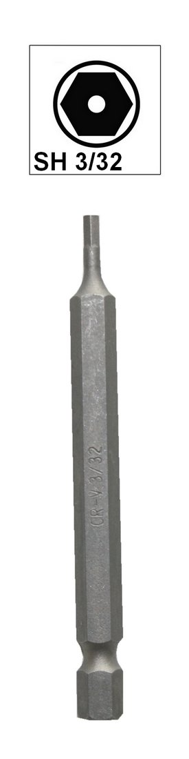 Bit Sechskant mit Loch Bohrung SH3/32 Chrom-Vanadium 75 mm (0095)