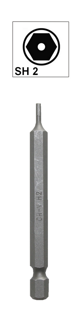 Bit Sechskant mit Loch Bohrung SH2 Chrom-Vanadium 75 mm (0105)