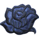 Aufnäher Bügelbild Aufbügler Rose blau schwarz 90x70mm (1007)