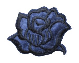 Aufnäher Bügelbild Aufbügler Rose blau schwarz 90x70mm (1007)