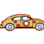 Aufnäher Bügelbild Aufbügler Auto gelb 85x35 mm (1044)