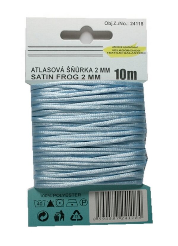 Satinkordel Satinschnur Kordel Satinfaden 10 m 2 mm hellblau (0044)
