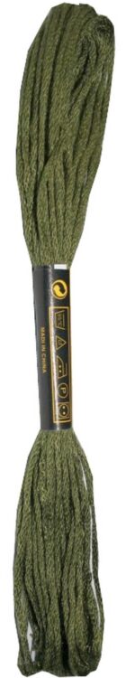 Stickgarn Mouline Stickwolle Stickfaden 8 m dunkel oliv (2043 - 3051)