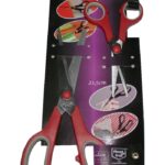 Haushaltsscherenset 2-teilig Edelstahl ergonomischer Griff rot (9010)