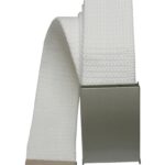 Gürtel mit Metallschnalle Stoffgürtel Unisex Klemmschnalle 110cm weiß (0024)