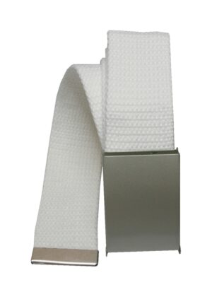 Gürtel mit Metallschnalle Stoffgürtel Unisex Klemmschnalle 110cm weiß (0024)