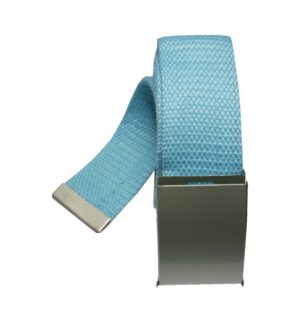 Gürtel mit Metallschnalle Stoffgürtel Unisex 110cm himmelblau (0032)