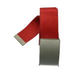 Gürtel mit Metallschnalle Stoffgürtel Unisex Klemmschnalle 110cm rot (0039)
