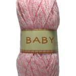Strickgarn Häkelgarn BABY 50 g weiß-rosa (0005)