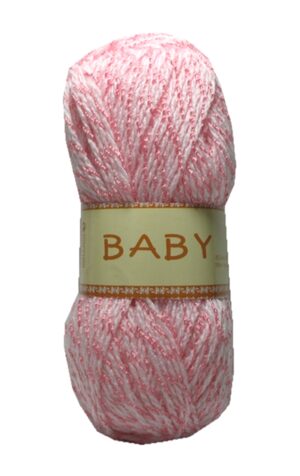Strickgarn Häkelgarn BABY 50 g weiß-rosa (0005)