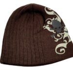 Mütze mit Applikation 20x23 cm braun 100% Acryl (0001)