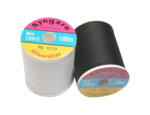 Nähmaschinen Nähgarn 100% Polyester 100/3 500 m weiß/schwarz (1002)