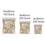 Holzdübel/Riffeldübel-Paket 6 mm / 8 mm / 10 mm 500 Stück (0034)