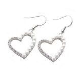 Ohrring Ohrhänger Herz mit Strass und Perlen (0010)
