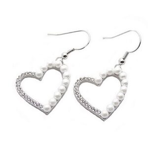 Ohrring Ohrhänger Herz mit Strass und Perlen (0010)