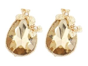 Ohrring Ohrstecker oval braun gold (0013)