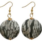 Ohrring Ohrhänger Dalmatin hängend schwarz schlangenhautoptik (0040)