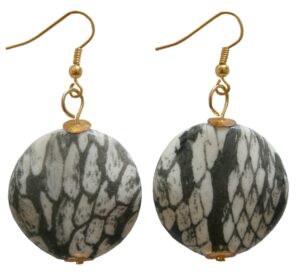 Ohrring Ohrhänger Dalmatin hängend schwarz schlangenhautoptik (0040)