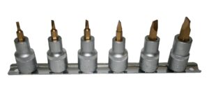 Schraubendreher Einsätze Schlitz 6-teilig 1/2 Zoll auf Steckschiene (0049)