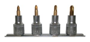 Schraubendreher Einsätze Kreuz 4-teilig 1/2 Zoll auf Steckschiene (0050)