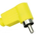 Cinchstecker 90° Kunststoff gelb Lötanschluss ohne Knickschutz (0216)