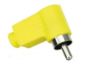 Cinchstecker 90° Kunststoff gelb Lötanschluss ohne Knickschutz (0216)