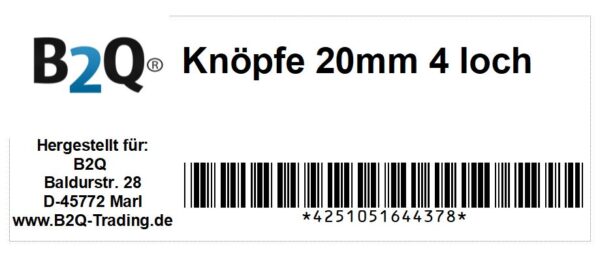 Knopf Knöpfe 20mm 4 loch rosa 4 Stück (0236)