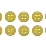 Premium Knopf Knöpfe 10mm 4 loch Golden Kiwi Gelb 10 Stück (0303)