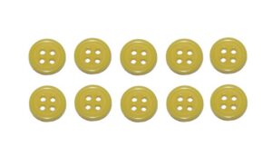 Premium Knopf Knöpfe 10mm 4 loch Golden Kiwi Gelb 10 Stück (0303)